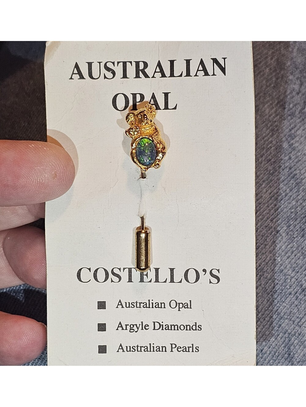 Vintage Collectible Genuine Australian Fire Opal Koala Pin Australia Souvenir